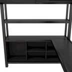 Metal Loft Bed with Wardrobe And L-shaped Desk