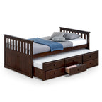 Twin Captain Bed with Trundle and Three Drawers