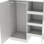Grey Full Size Solid Wood Loft Bed with Wardrobe, Desk, and Shelves