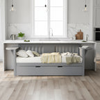 Twin Wooden Daybed with Trundle Bed , Sofa Bed for Bedroom Living Room