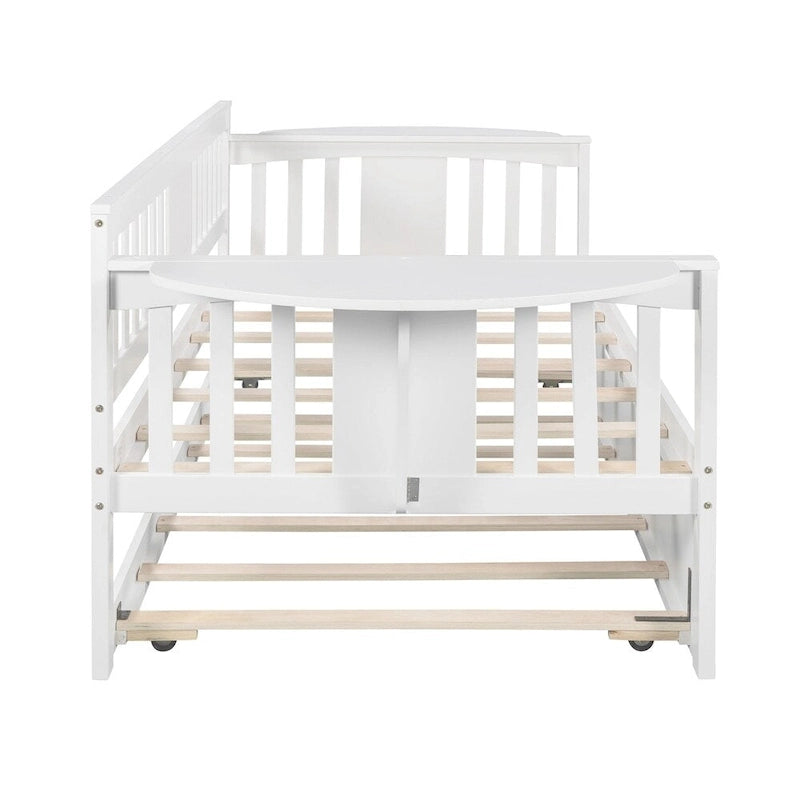 Twin Wooden Daybed with Trundle Bed , Sofa Bed for Bedroom Living Room