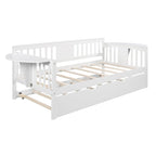 Twin Wooden Daybed with Trundle Bed , Sofa Bed for Bedroom Living Room