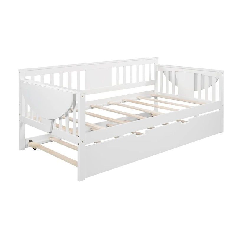 Twin Wooden Daybed with Trundle Bed , Sofa Bed for Bedroom Living Room