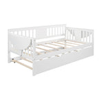 Twin Wooden Daybed with Trundle Bed , Sofa Bed for Bedroom Living Room