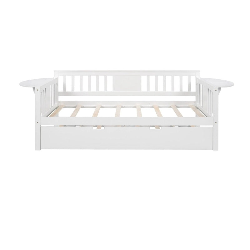 Twin Wooden Daybed with Trundle Bed , Sofa Bed for Bedroom Living Room