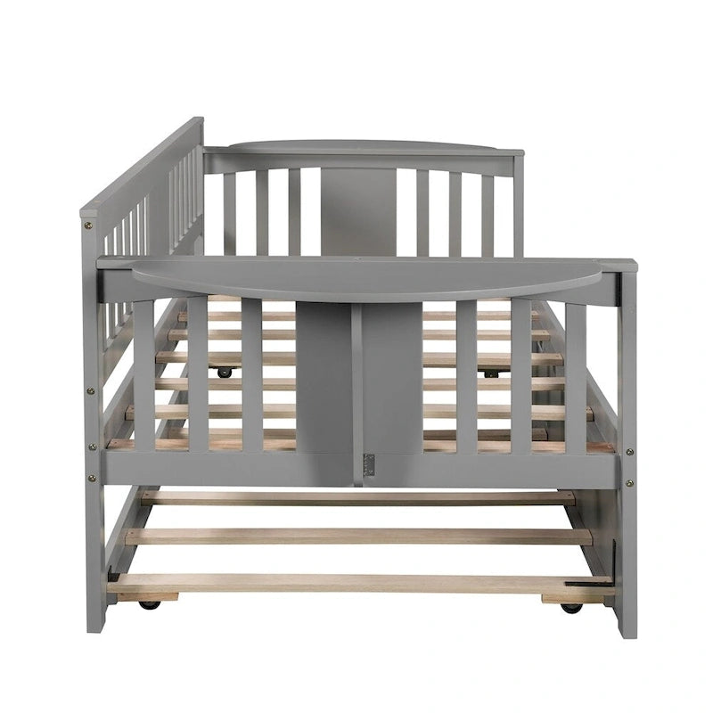 Twin Wooden Daybed with Trundle Bed , Sofa Bed for Bedroom Living Room
