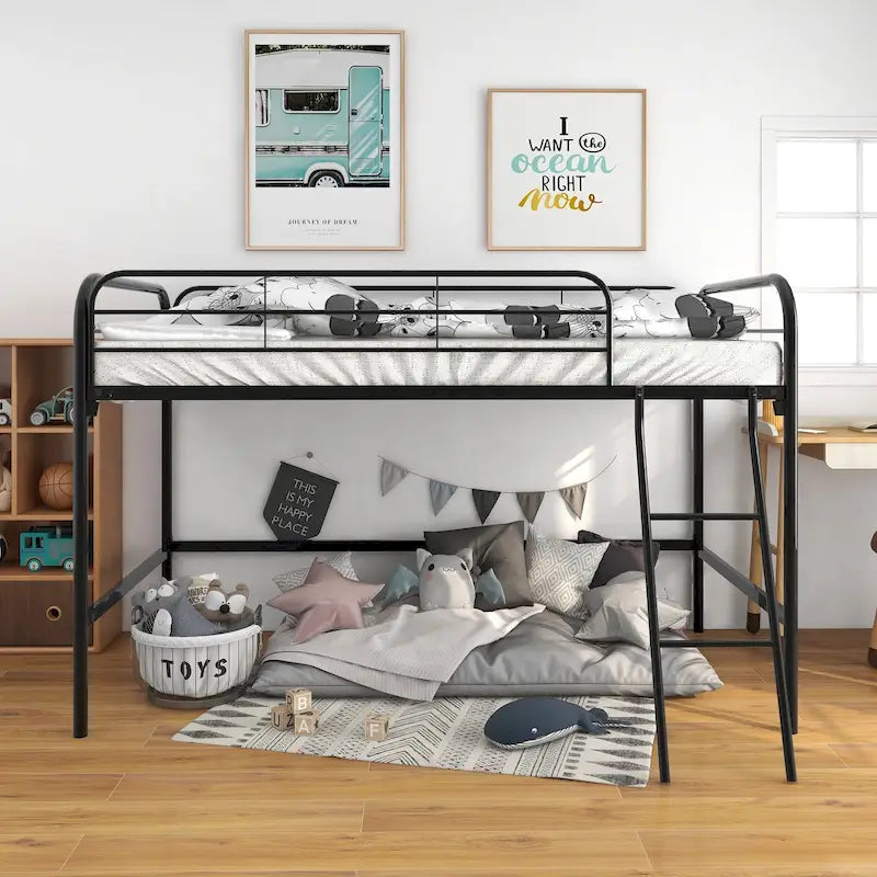 Metal Twin Loft Bed , Twin Size High Loft Bed