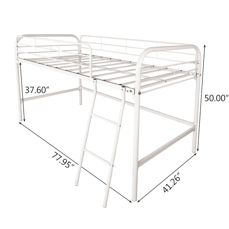Metal Twin Loft Bed , Twin Size High Loft Bed