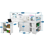 Twin Size Loft Bed with Desk Low Study Kids Twin Loft Bed with Storage Pine Wood Loft Bed for Kids Twin Loft Bed with Cabinet