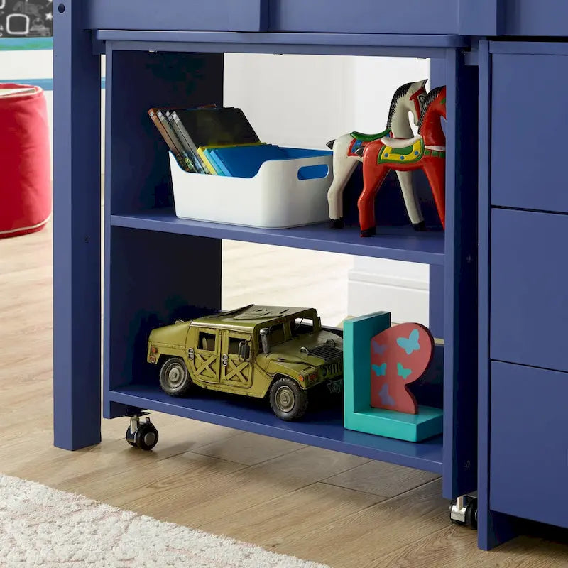 Twin Size Loft Bed with Desk Low Study Kids Twin Loft Bed with Storage Pine Wood Loft Bed for Kids Twin Loft Bed with Cabinet