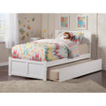Platform Bed with Footboard and Twin Trundle Bed