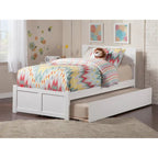 Platform Bed with Footboard and Twin Trundle Bed