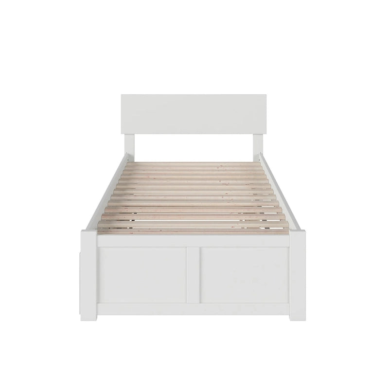 Platform Bed with Footboard and Twin Trundle Bed