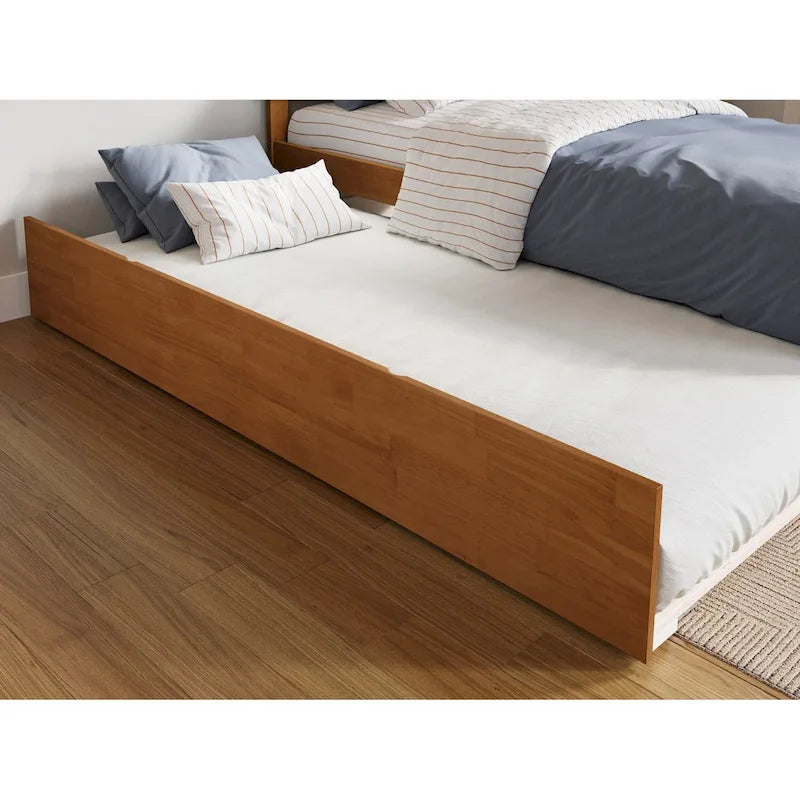 Platform Bed with Footboard and Twin Trundle Bed
