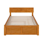 Platform Bed with Footboard and Twin Trundle Bed