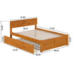 Platform Bed with Footboard and Twin Trundle Bed