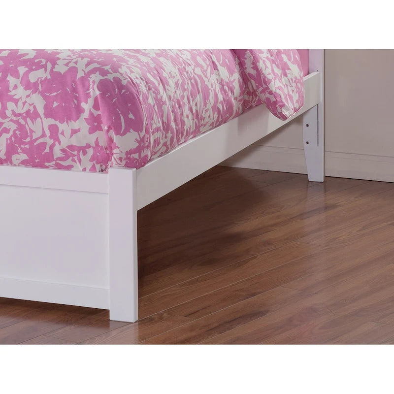 Platform Bed with Footboard and Twin Trundle Bed