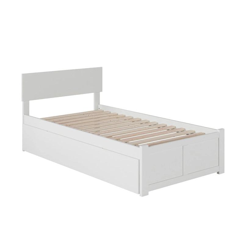 Platform Bed with Footboard and Twin Trundle Bed