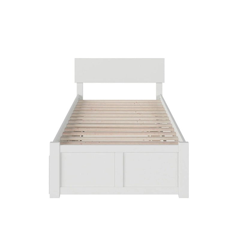 Platform Bed with Footboard and Twin Trundle Bed