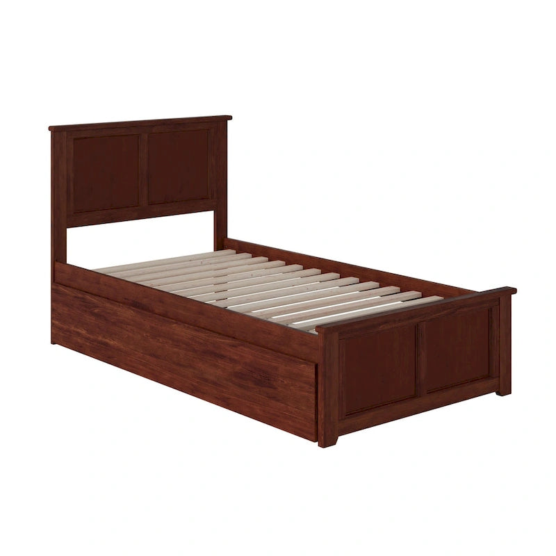 Platform Bed with Matching Footboard and Twin Trundle