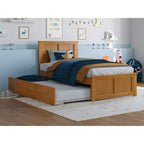 Platform Bed with Matching Footboard and Twin Trundle