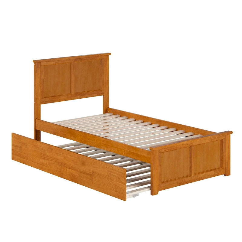 Platform Bed with Matching Footboard and Twin Trundle