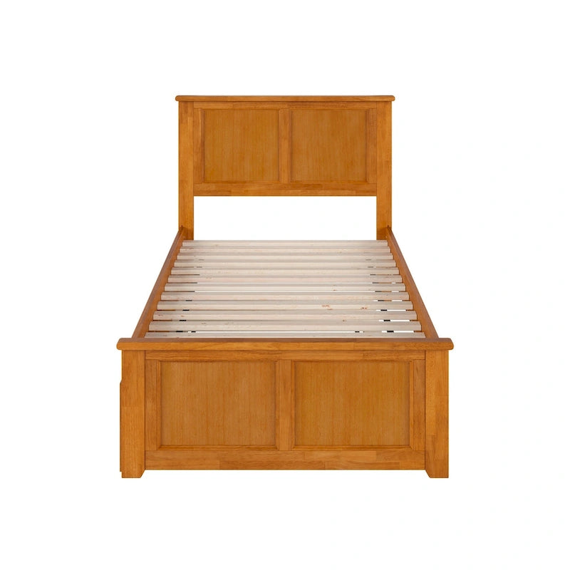 Platform Bed with Matching Footboard and Twin Trundle