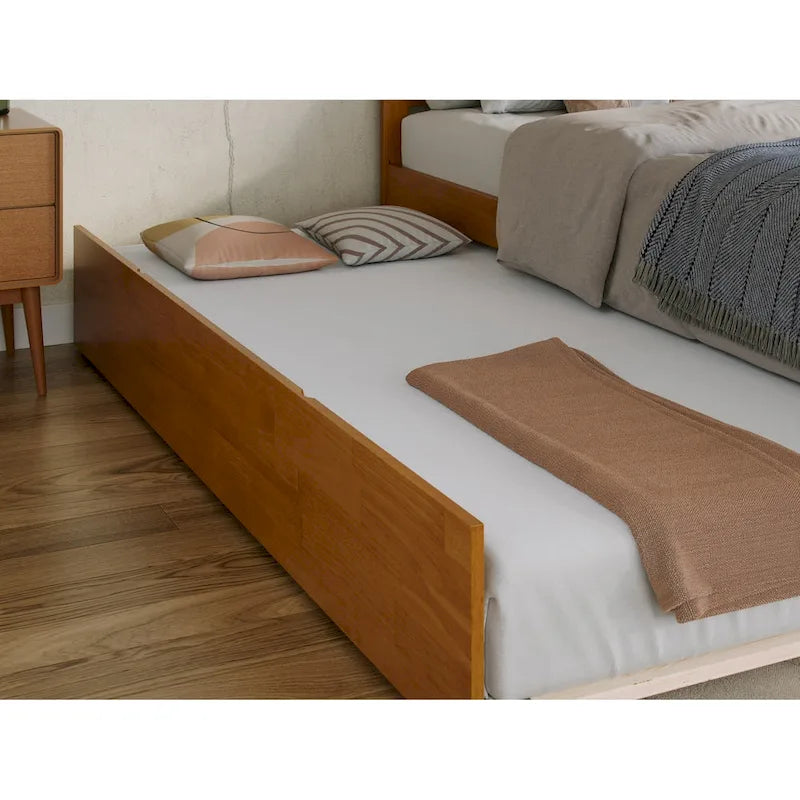 Platform Bed with Matching Footboard and Twin Trundle