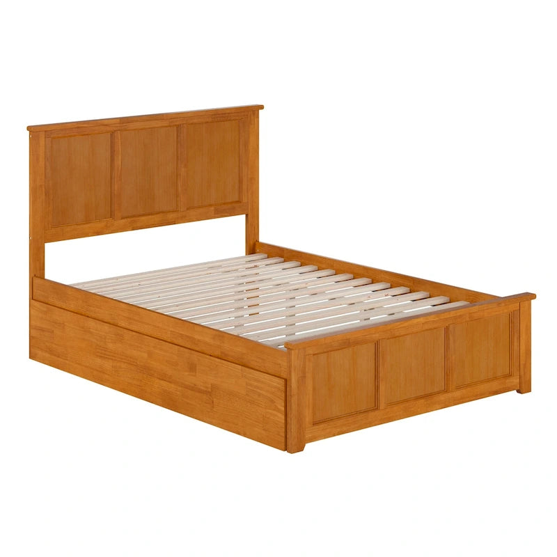 Platform Bed with Matching Footboard and Twin Trundle