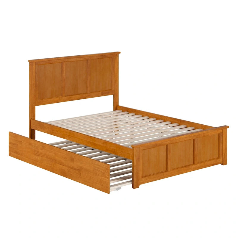 Platform Bed with Matching Footboard and Twin Trundle