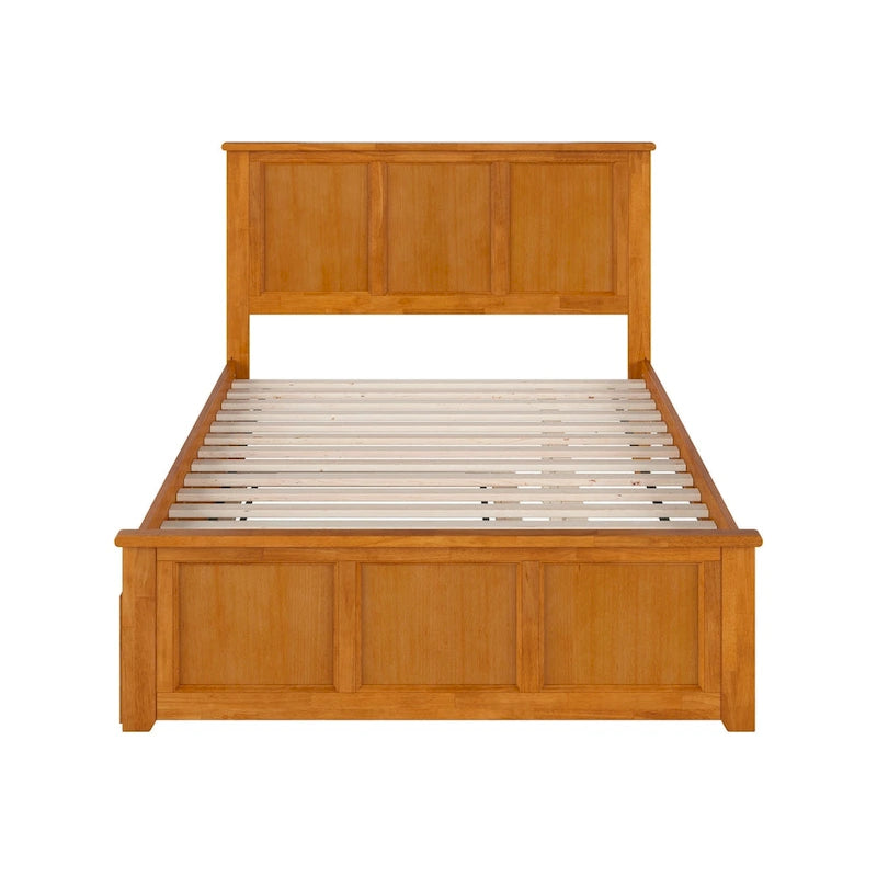 Platform Bed with Matching Footboard and Twin Trundle