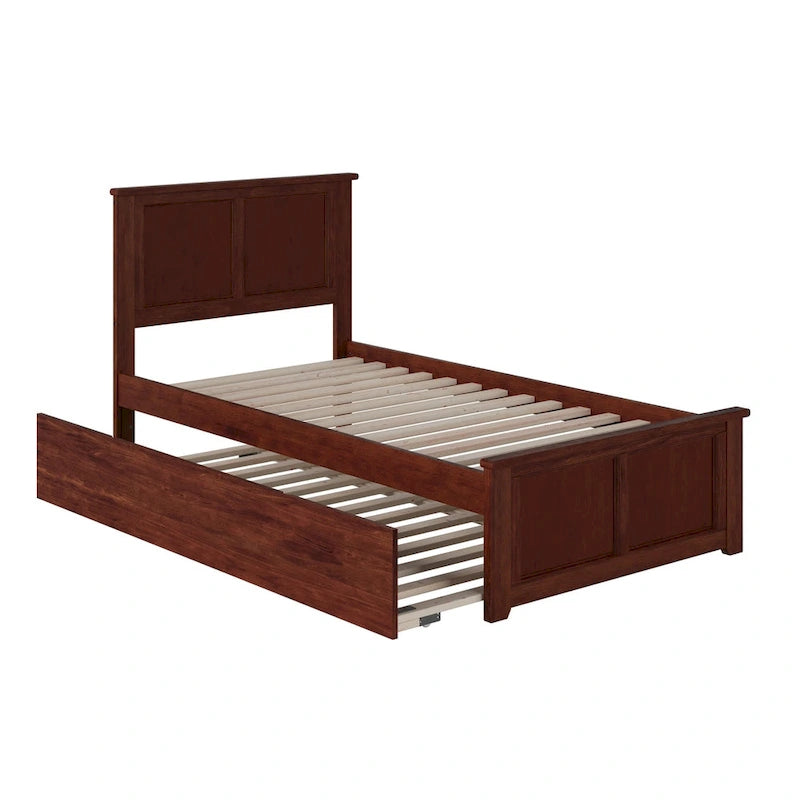 Platform Bed with Matching Footboard and Twin Trundle