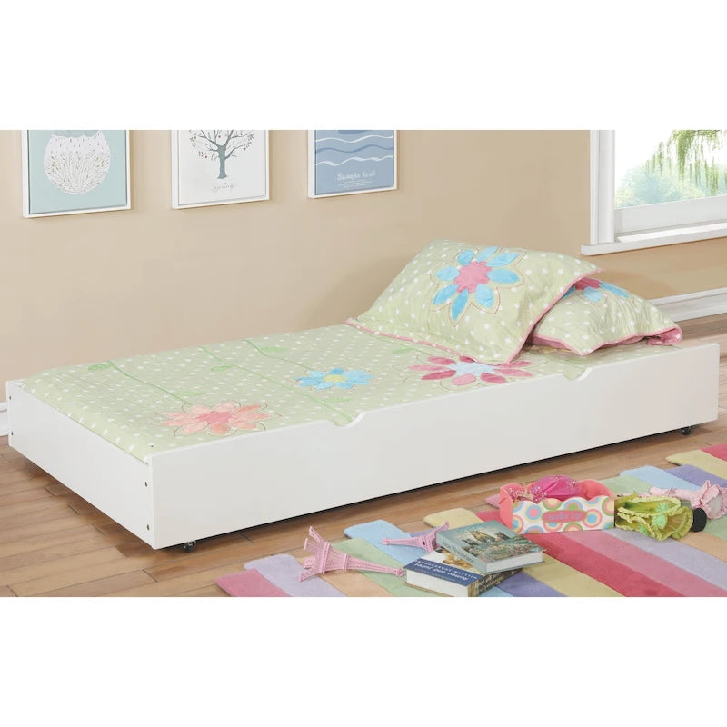 Bays Transitional Twin Wood Underbed Trundle with Casters by