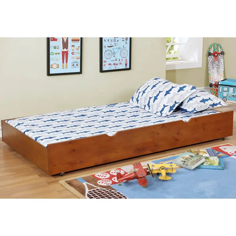 Bays Transitional Twin Wood Underbed Trundle with Casters by