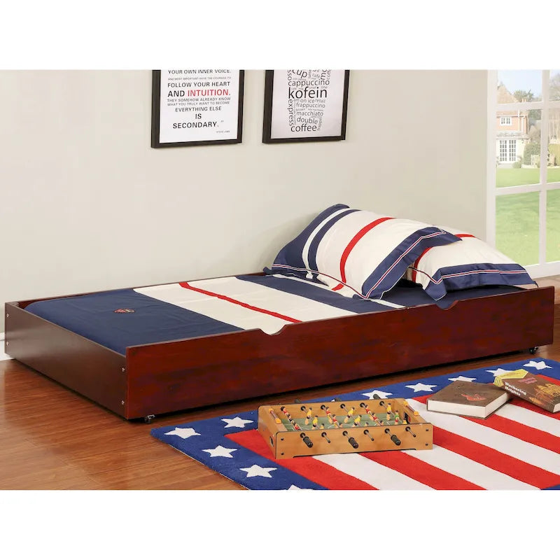 Bays Transitional Twin Wood Underbed Trundle with Casters by
