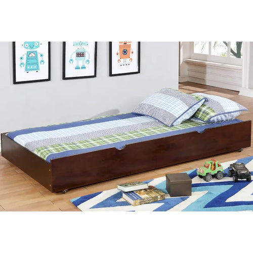 Bays Transitional Twin Wood Underbed Trundle with Casters by