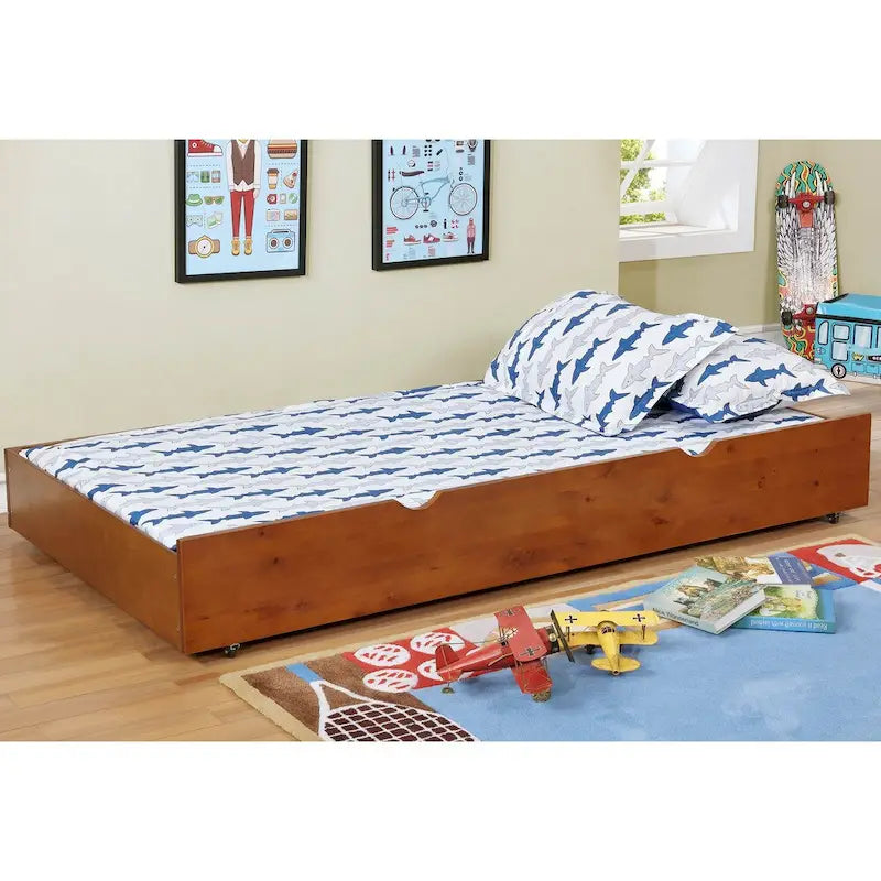 Bays Transitional Twin Wood Underbed Trundle with Casters by