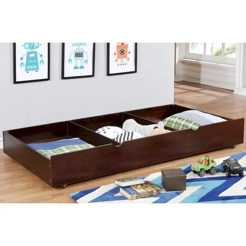 Bays Transitional Twin Wood Underbed Trundle with Casters by