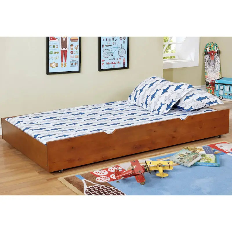 Bays Transitional Twin Wood Underbed Trundle with Casters by