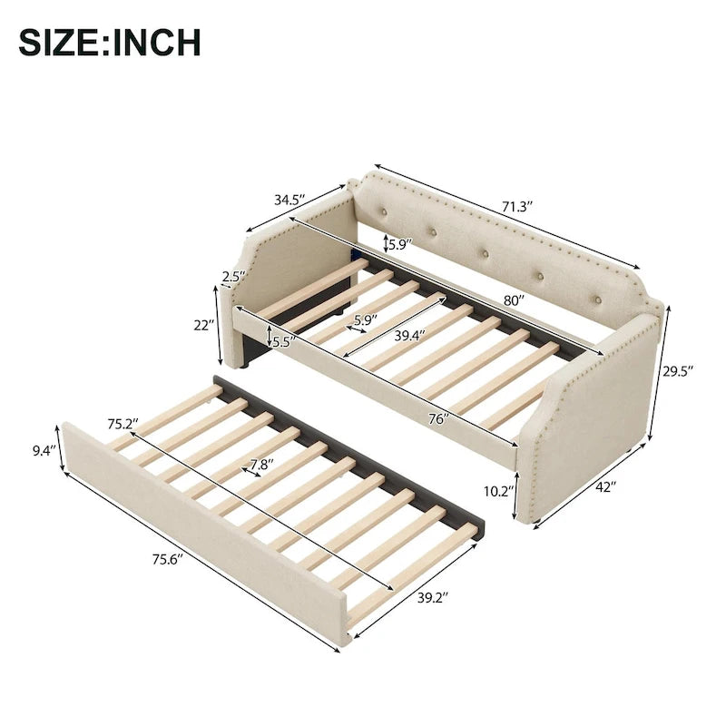 Twin Upholstered Daybed with Trundle