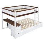 Full-Over-Full Bunk Bed with Twin size Trundle, Storage and Desk, Full Size Bunk Bed