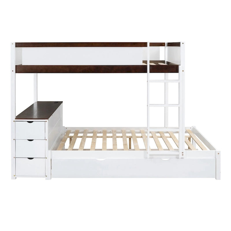 Full-Over-Full Bunk Bed with Twin size Trundle, Storage and Desk, Full Size Bunk Bed