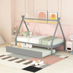 Twin size Tent Floor Bed with Trundle