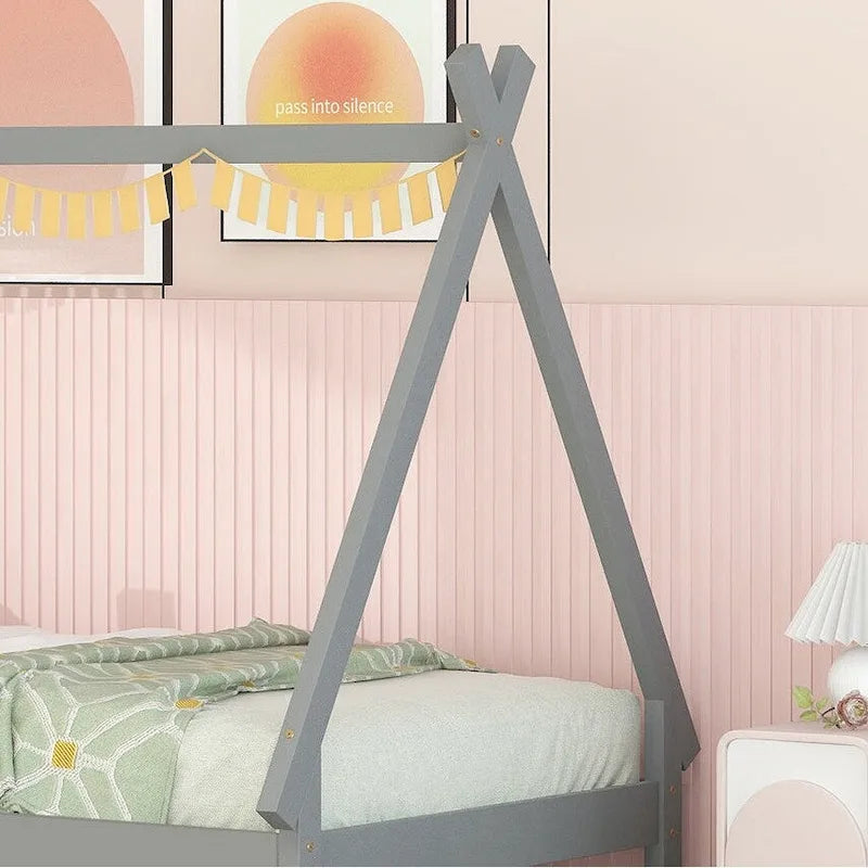 Twin size Tent Floor Bed with Trundle