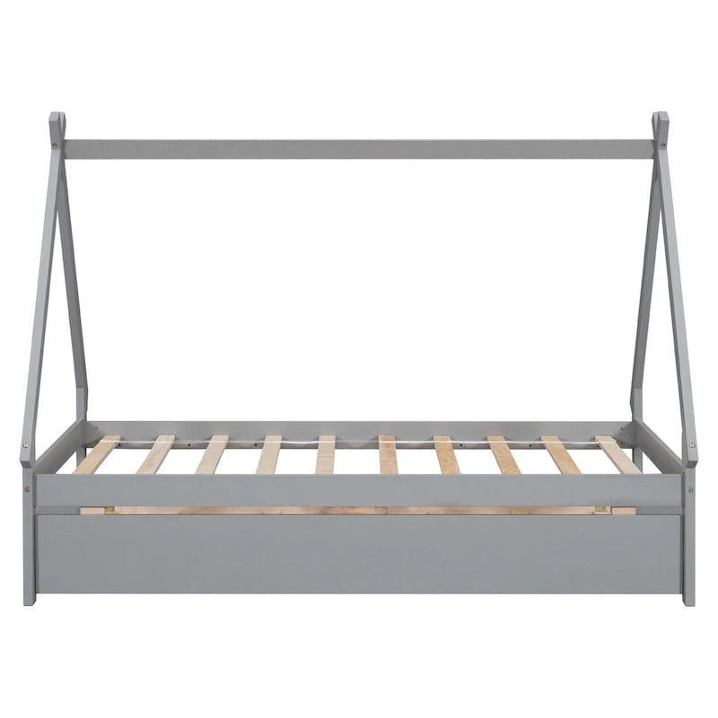 Twin size Tent Floor Bed with Trundle