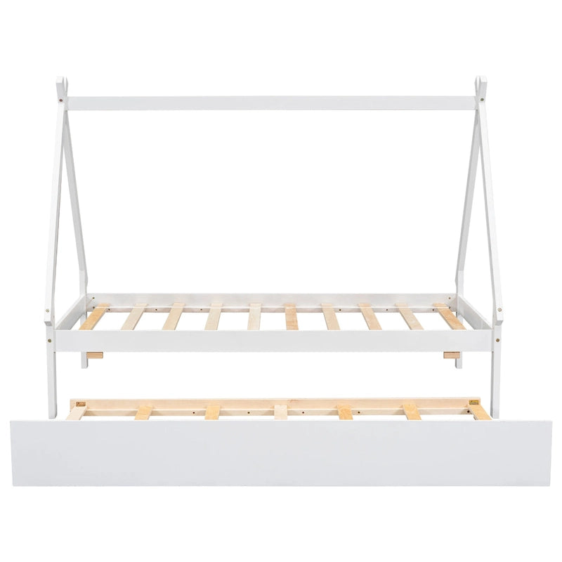 Twin size Tent Floor Bed with Trundle