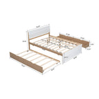Modern Farmhouse Style Wooden Full Size Platform Bed Frame with Twin Size Trundle Bed
