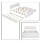 Modern Farmhouse Style Wooden Full Size Platform Bed Frame with Twin Size Trundle Bed