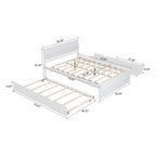 Modern Farmhouse Style Wooden Full Size Platform Bed Frame with Twin Size Trundle Bed