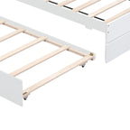 Modern Farmhouse Style Wooden Full Size Platform Bed Frame with Twin Size Trundle Bed